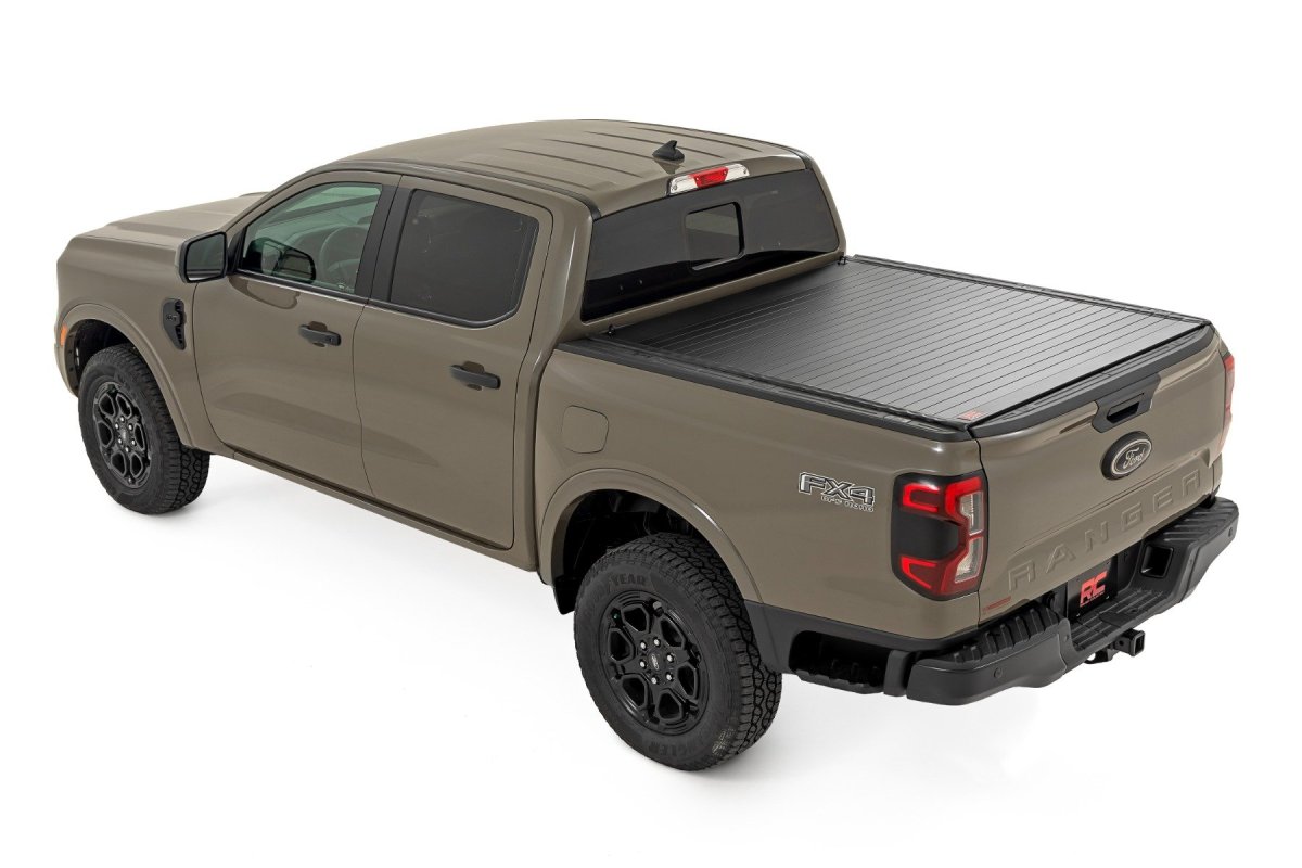 Ford Ranger Hard Roll Up Bed Cover - Rough Country - Low-Profile - Matte Black - '24-'25
